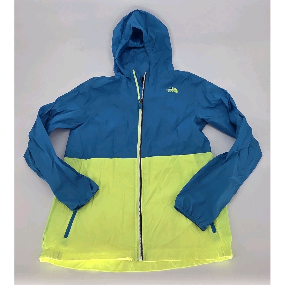 The North Face Jacket Youth 18-20 Windbreaker Jacket Teal Neon Pockets Full Zip